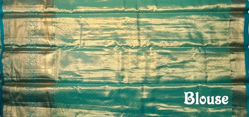 VFCollections Women's Traditional Handloom Kanchipuram Silk Pure Pattu Sarees | Rich Zari Woven Design | Bridal Saree | Unstitched Blouse (VFC639-1)