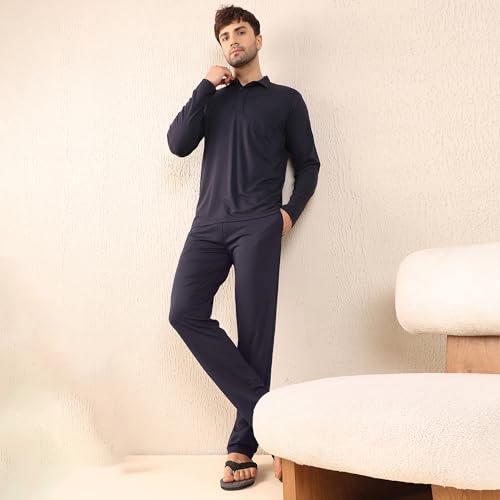 Sweet Dreams Men's Solid Printed Pyjama Set