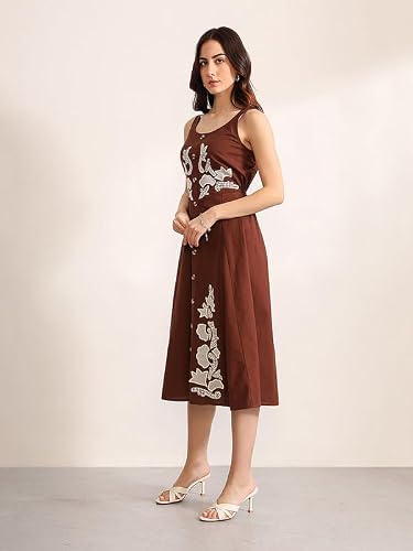 Kazo Dalton Midi Dress (Brown M)