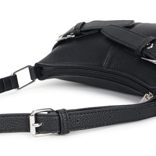 Fastrack Buckle Up Black Shoulder Bag | Faux Leather bag with Front Buckle Accent | Zip Closure Shoulder Bag with Adjustable Strap & Spacious Compartment with Organizer Pockets