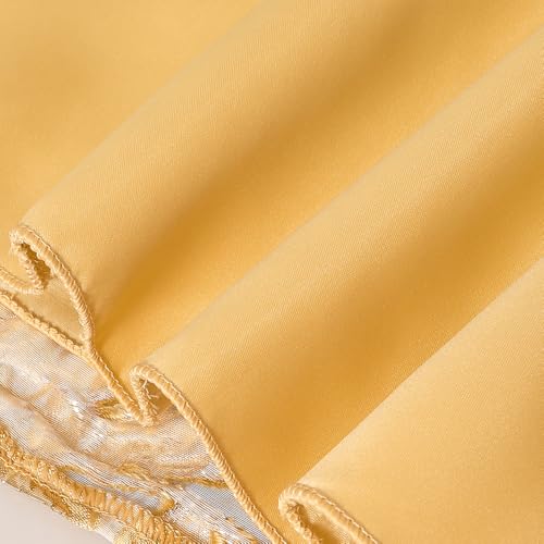 Hopscotch Girls Gold Short Sleeves Floral Textured Dress for Age (18-21 Months)