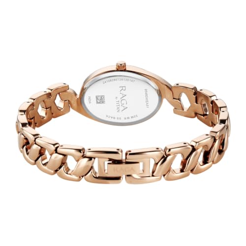 Titan Raga Showstopper 5.0 Quartz 3 Hands Shaped Rose Gold Dial, Rose Gold Strap Watch for Women - 95480WM01