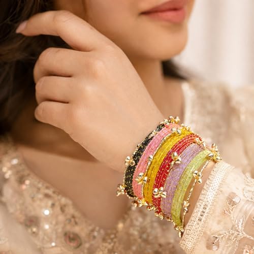 JIVANA AYURVEDIC Nayabb Trending Kashmiri Ghungroo Bangles Set (2-6, 2.8, Inches)