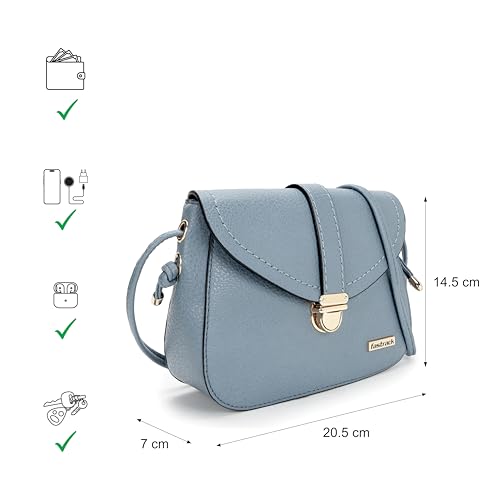 Fastrack BuckleUp Sling | Faux-Leather Women’s Handbag | Blue Bag with Buckle & Zipper Closure | Everyday Casual Carry