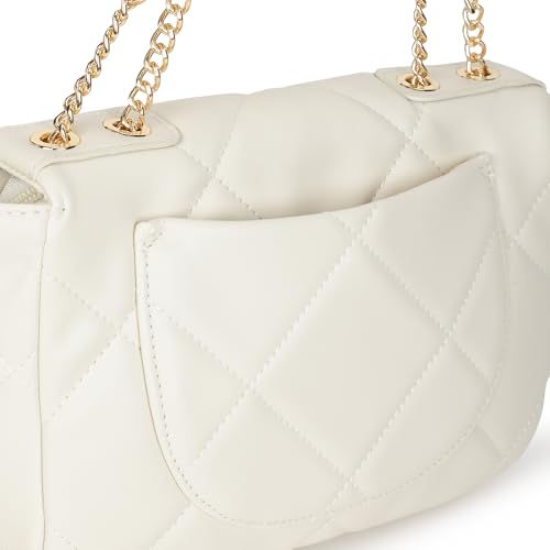 Fastrack Quiltpop Shoulder Bag | Quilted Faux-Leather Women’s Handbag | Gold Chain Accent, Zipper + Magnetic Closure, Spacious Compartment with Internal & External Pockets | Everyday & Casual Carry