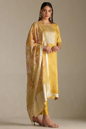 Soch Women's Organza Salwar Suit Set (EWA5CD22245_Mustard