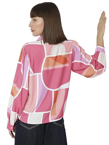 VERO MODA Women Printed Polyester Regular Fit Pink Shirt