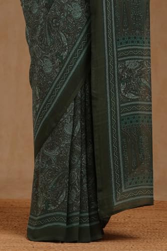 Soch Womens Green Georgette Ethnic Motif Saree