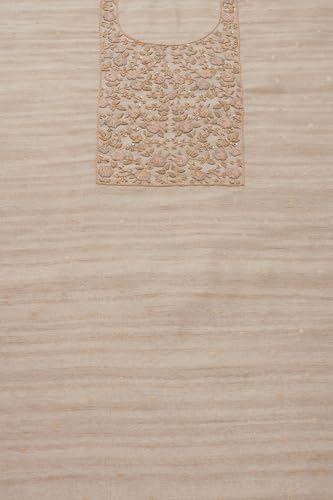 Soch Womens Cream Tussar Zari Woven Unstitch Dress Material With Thread Work