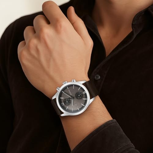 Titan Wrist with Quartz Multifunction Brown Dial Brown Leather Strap Watch for Men - NT1805SL12