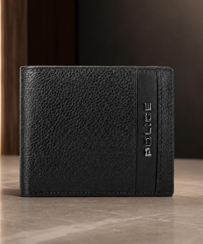 Police Men's Genuine Leather Bifold Wallet with Coin Pocket | 4 Card Slots