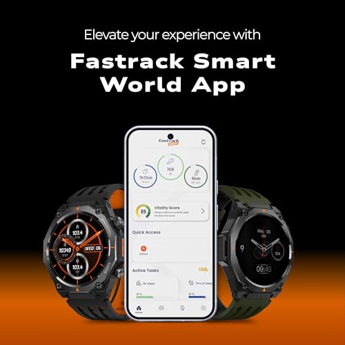 Fastrack Xtreme Adventure Smartwatch with 1.43” AMOLED Display, Dual Push Button, GPS, ABC, 1ATM, Inbuilt Torch, 100+ Multisports, Dual Tone Strap, BT Calling, HRM, SpO2 & Multiple Menu Styles - Black