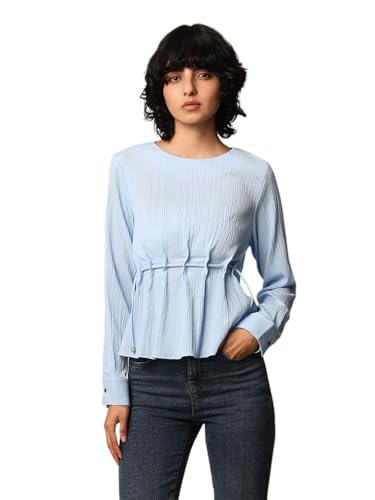 ONLY Women's Peplum T-Shirt (9007476-Crystal Blue_Crystal