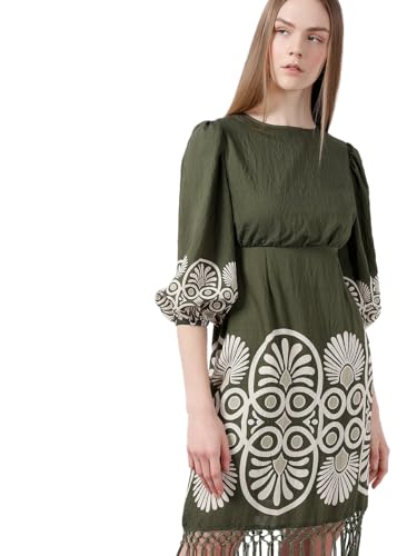 VERO MODA Women's Fit and Flare Green Dress