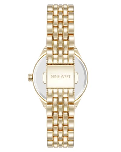 Nine West Women's Bracelet Watch, Analog Display, Gold-Tone Metal Band, Limited Movement, Textured Bezel, Mineral Crystal Lens