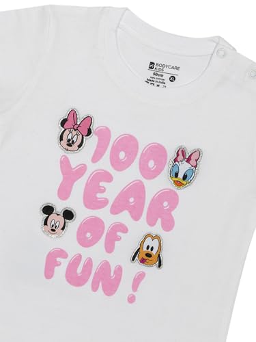 BODYCARE Disney Minnie & Friends Girls White T-Shirt with Fun Minnie Mouse Print, Soft Cotton for All-Day Comfort, Perfect for Casual Wear and Outdoor Activities