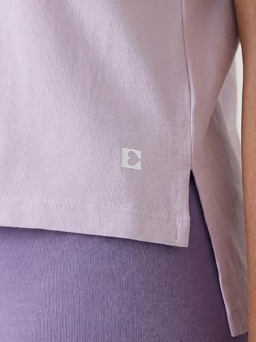 Enamor Pull on Sleeveless Crew Neck Regular Length Cotton T-Shirt for Women with Embroidery Details, Relaxed Fit - E3G7