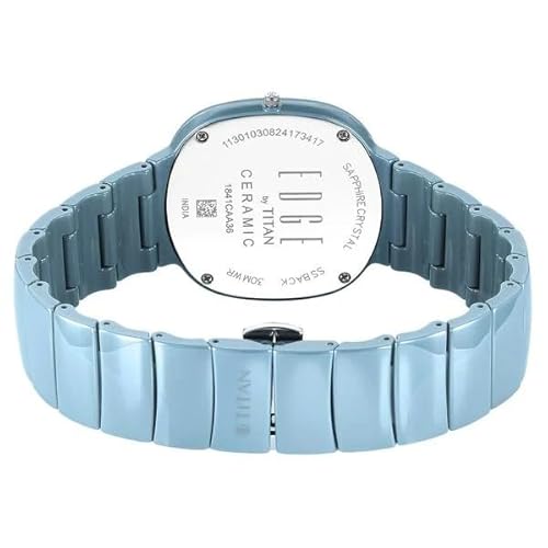 Titan Edge Squircle Camo Quartz Blue Shaped Dial Unisex Analog Watch | Ceramic Material | Water Resistant Watch | Unisex Watches - NT1841QC07