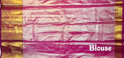 VFCollections Women's Traditional Handloom Kanchipuram Silk Pattu Sarees | Rich Zari Woven Design | Bridal Saree | Unstitched Blouse