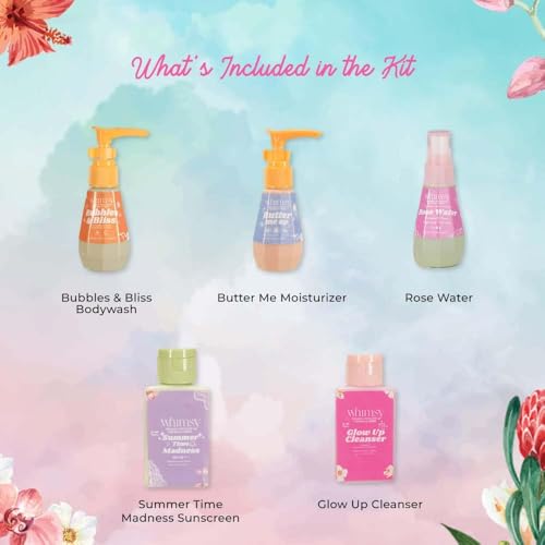 Whimsy Beauty Kids Body Care Gift Set | Moisturizer, Body Wash, Face Cleanser, Rose Water & Sunscreen | Non-Toxic Skincare Kit for Girls & Pre-Teens | Birthday Return Gift (Pack of 5)