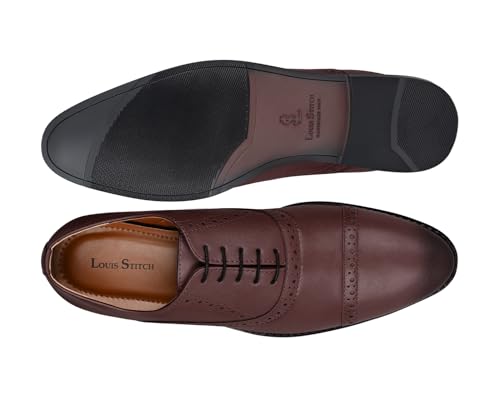 LOUIS STITCH Men's Formal Lace-up Oxford Shoes for Men | Solid Design | Ideal for Formal, Business Casual, and Parties |Rosewood, Size UK 10 (RGOXRW-)