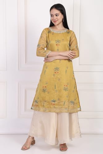 W for Woman Cream Solid Textured Flared Tissue Pant - (W63350-224656-XL)