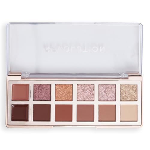 Revolution Beauty, Eyeshadow Palette, 12 Ultra-Pigmented Matte & Shimmer Finishes & Shades, Long-Lasting & Blendable, Vegan & Cruelty-Free (True Icon Bronze)