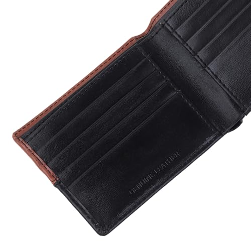 Louis Philippe Wallet for Men Bi-Fold Slim & Sleek Genuine Leather (Tan & Black) | Without Brand Box