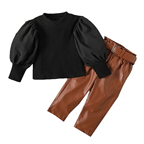 Hopscotch Baby Girls Cotton And Polyester Solid Top And Pant Set in Black Color For Ages 18-24 Months (XIQ-4185398)