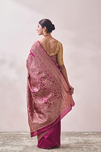 MOHEY Saree for Women, All Over Boota, Bordered Saree with Blouse Piece, Weave Art Silk Sari (Wine)