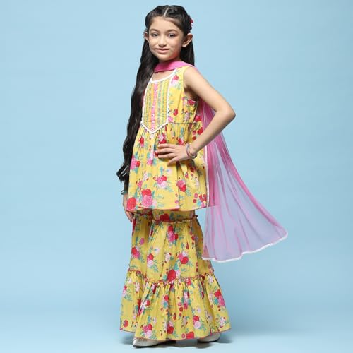 BIBA Girls PRINTED GATHERED KID(KWSPRING SONGS5919_YELLOW_11)