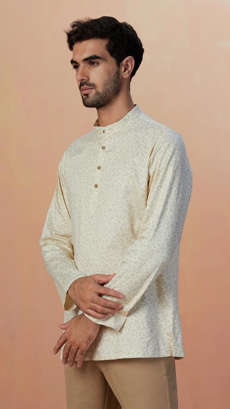 Manyavar Mens Short Kurta Only Cream (XL)