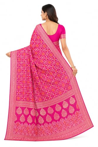Banarasi Woven Khadi Georgette Bandhani Saree Pink