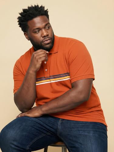Bigbanana Men Plus Solid Orange Half Sleeve Polo Tshirt (Forge,Orange,3XL)