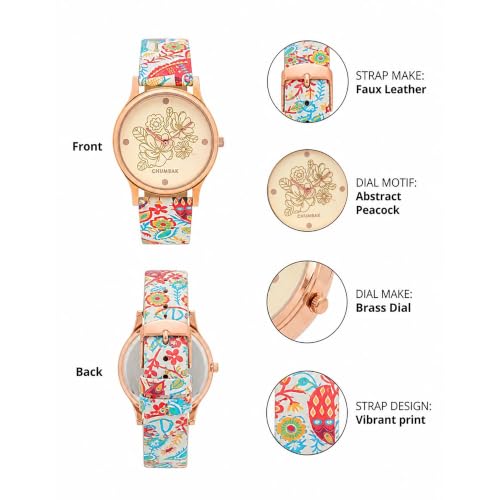 TEAL BY CHUMBAK White Analog Watch for Women | Jungle Beats Collection | Printed Vegan Leather Strap | Stylish Gift for Girls & Ladies | Casual & Work