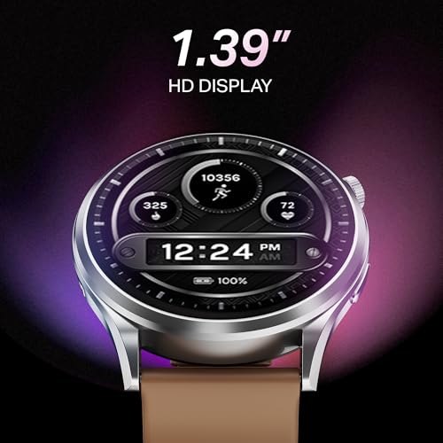 boAt Lunar Discovery Pro, 1.39" Display, Premium Metal Build, Round Dial, Emergency SOS, Functional Crown, Multiple Sports Modes, HR,SpO2 & Sleep Tracking, Smart Watch for Men & Women (Cocoa Brown)