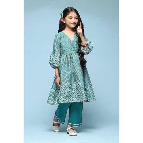 BIBA GIRL PRINTED GATHERED KID(KW5614_GREEN_13)