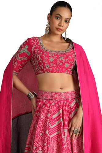 Soch Women's Viscose Lehenga Choli (OWS5CD21479_Pink_XL)