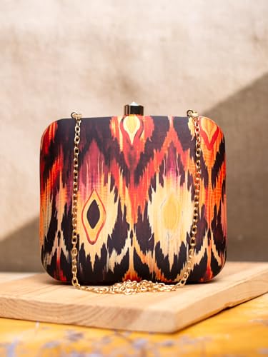 Artklim Multicoloured Ikkat Printed Clutch