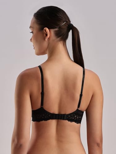 Calvin Klein Underwear Women's Nylon Wired Classic Demi Bra (QF7577002_Black