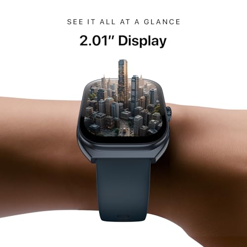 Noise Icon Arc 2.01" Immersive Curved Display Smartwatch, 10-Day Battery, 1ATM Water Resistant, Functional Crown, 100+ Sports Modes, Health Suite™, Voice Assistant, Built-in Games (Space Blue)
