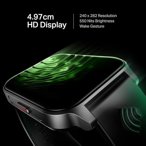 boAt Newly Launched Wave Fortune w/NFC Tap & Pay, 1.96" (4.9 cm) HD Display, Bluetooth Calling, AI Voice Assistant, Cloud & Custom Watch Faces Smart Watch for Men & Women(Active Black)