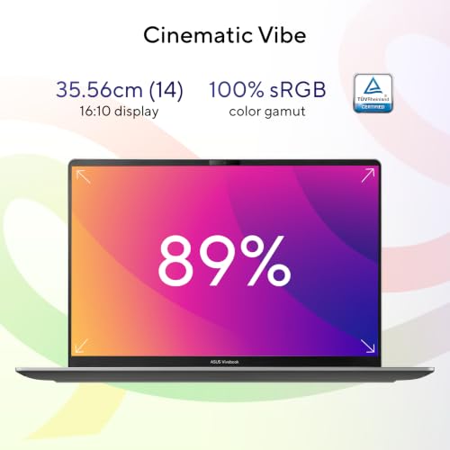 ASUS Vivobook S14 (2026),Intel Core 7 350,NPU up to 17TOPS, Intel iGPU, 16GB RAM, 512GB SSD, FHD+, 14"(35.5 cm),Windows 11, M365 Basic(1Y),Office 2024, Matte Gray, 1.2 Kg, S5452MA-TM197WS,AI Laptop