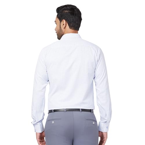 Park Avenue Men's Slim Fit Checks Pattern Cotton Blend Full Sleeve Semi Cut Away Collar Formal Shirt (Size: 40)-PMSX18275-B3 Medium Blue