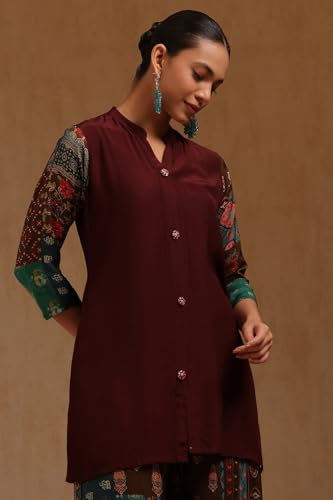 Soch Womens Wine Muslin Solid Co-Ord Set