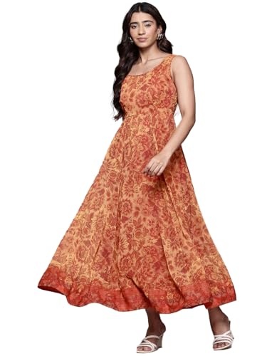 Aarke Ritu Kumar Rust Lavish Loom Sleevless Long Dress