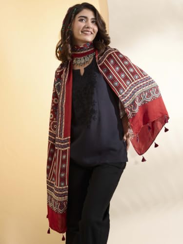 BIBA Ajrakh Modal Silk Casual Dupatta