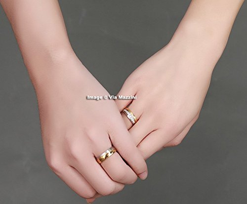 Via Mazzini 316L Stainless Steel Love Promise Crystal Couple Rings for Men an.