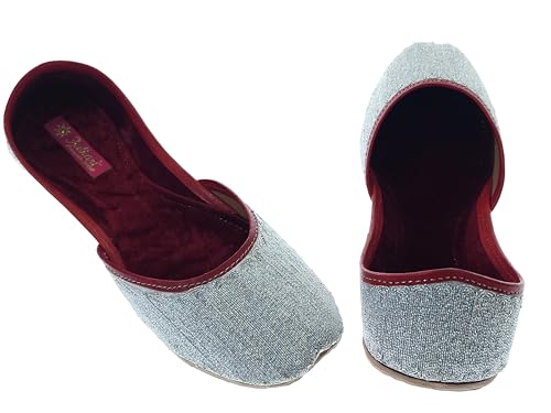 Fulkari Formal Shoes for Women – Elegant & Comfortable Office Wear, Stylish Leather Finish, Cushioned Insole, Ideal for Work, Business Meetings & Formal Event's (White Silver,Size-6)