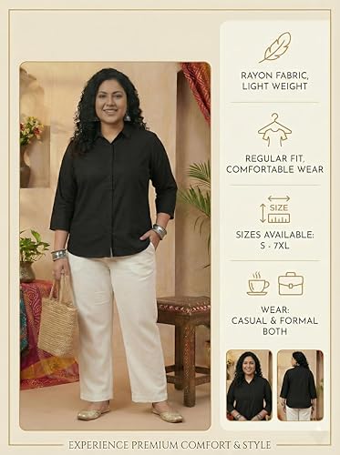 Angoori Fashion Women Solid Formal Shirt |Rayon Fabric |Plus Size Shirt for Women| (S-10XL)